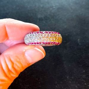 CZ and lab created ruby eternity band